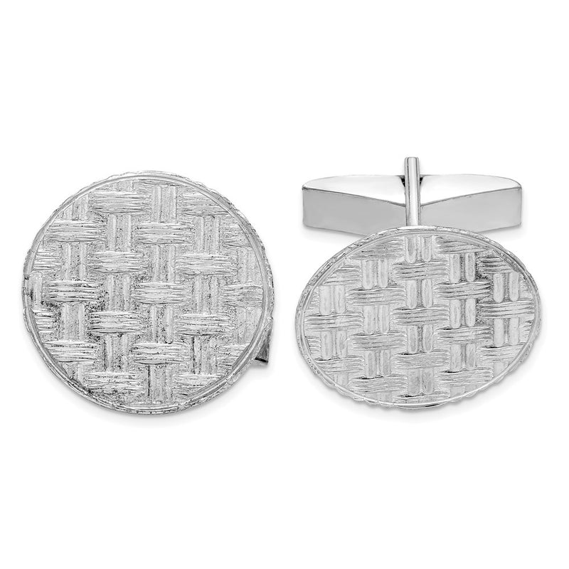 Sterling Silver Rhodium-Plated Cuff Links