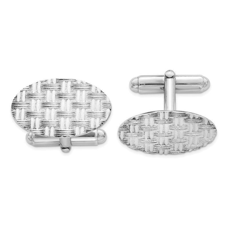 Sterling Silver Rhodium-Plated Cuff Links