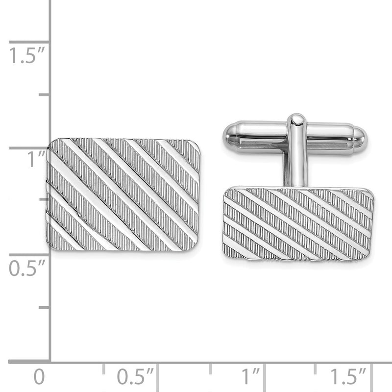 Sterling Silver Rhodium-Plated Cuff Links