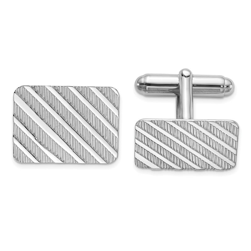 Sterling Silver Rhodium-Plated Cuff Links