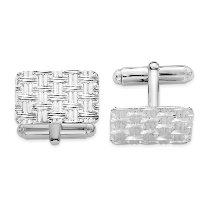 Sterling Silver Rhodium-Plated Cuff Links