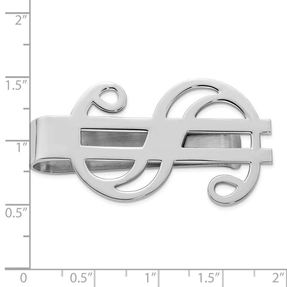 Sterling Silver Rhodium-Plated Dollar Sign Money Clip