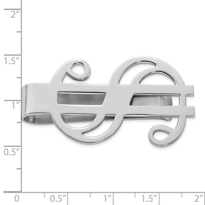 Sterling Silver Rhodium-Plated Dollar Sign Money Clip