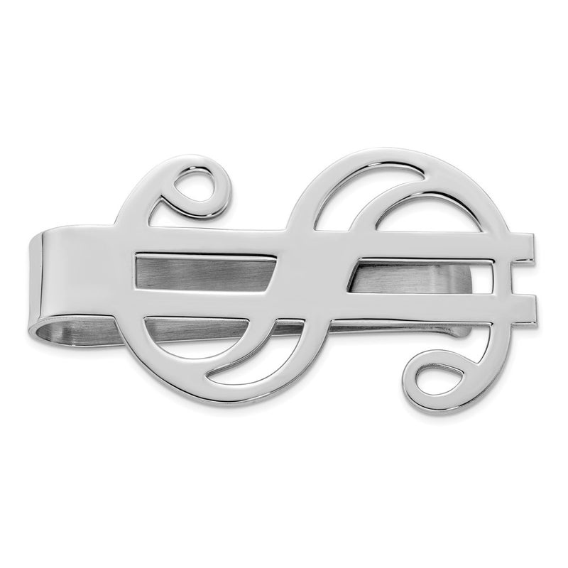 Sterling Silver Rhodium-Plated Dollar Sign Money Clip