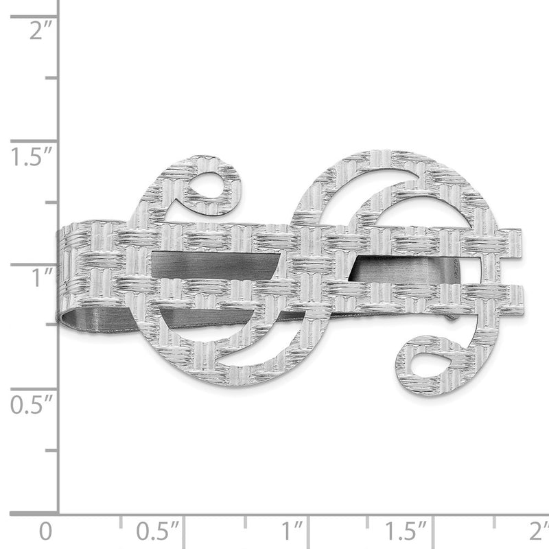Sterling Silver Rhodium-Plated Dollar Sign Money Clip