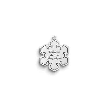 Sterling Silver Rhodium-Plated Christmas Snowflake Ornament With Personalization