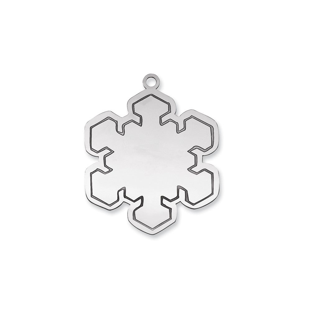 Sterling Silver Rhodium-Plated Blank Christmas Snowflake Ornament