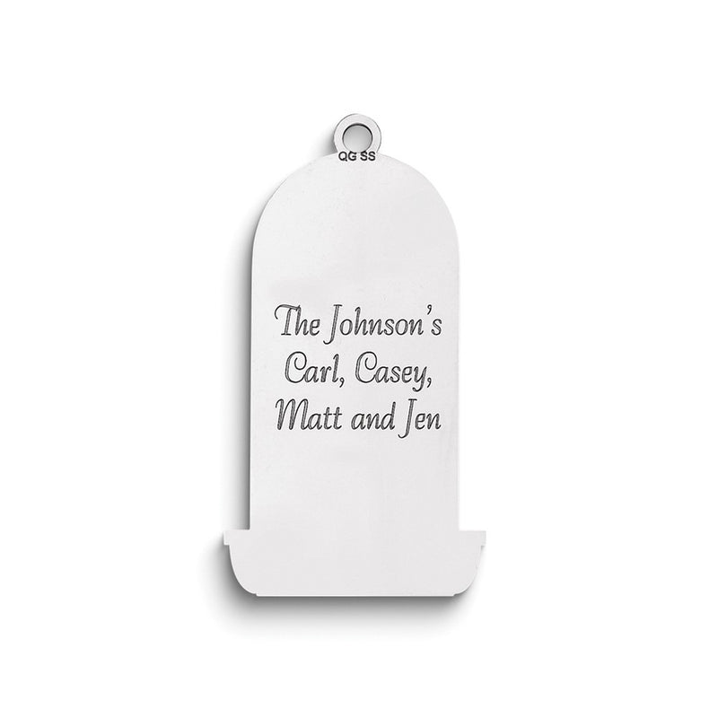 Sterling Silver Rhodium-Plated Christmas Window Pane Ornament With Personalization