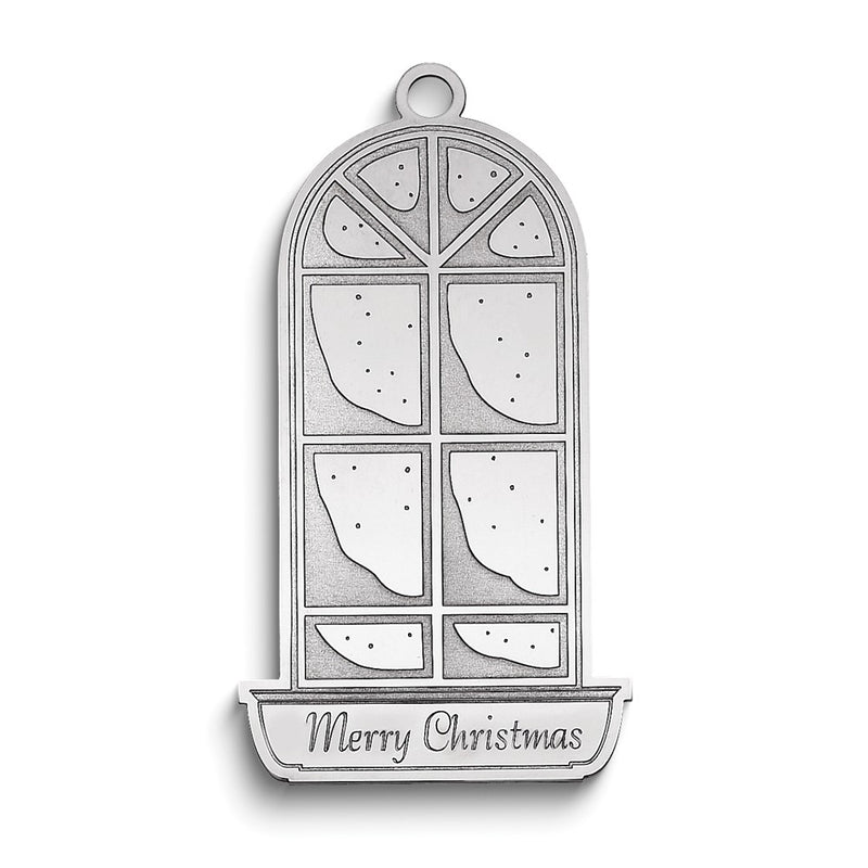 Sterling Silver Rhodium-Plated Christmas Window Pane Ornament With Personalization