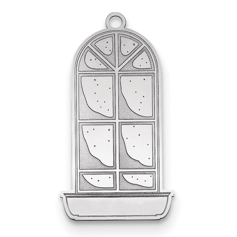 Sterling Silver Rhodium-Plated Blank Christmas Window Pane Ornament