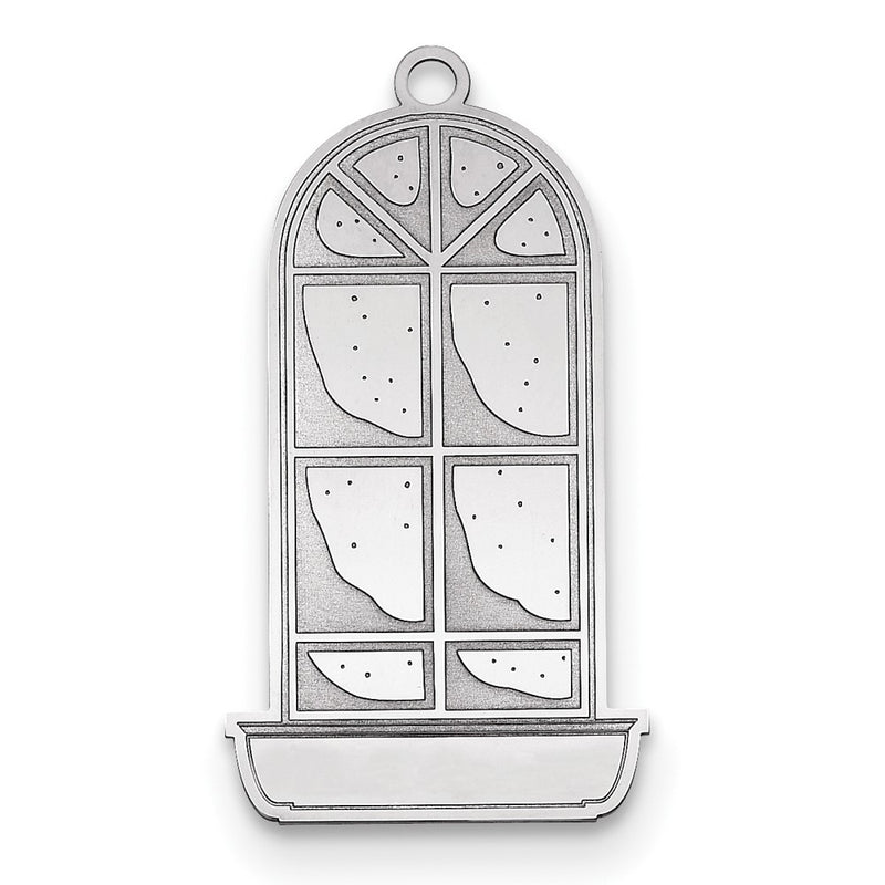 Sterling Silver Rhodium-Plated Blank Christmas Window Pane Ornament