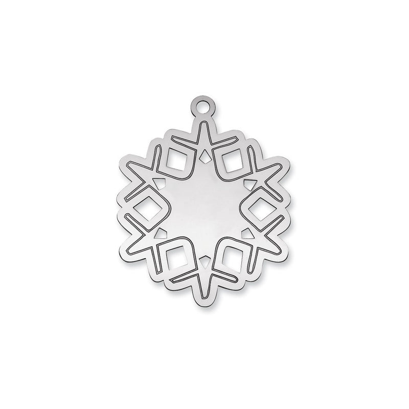 Sterling Silver Rhodium-Plated Blank Christmas Snowflake Ornament