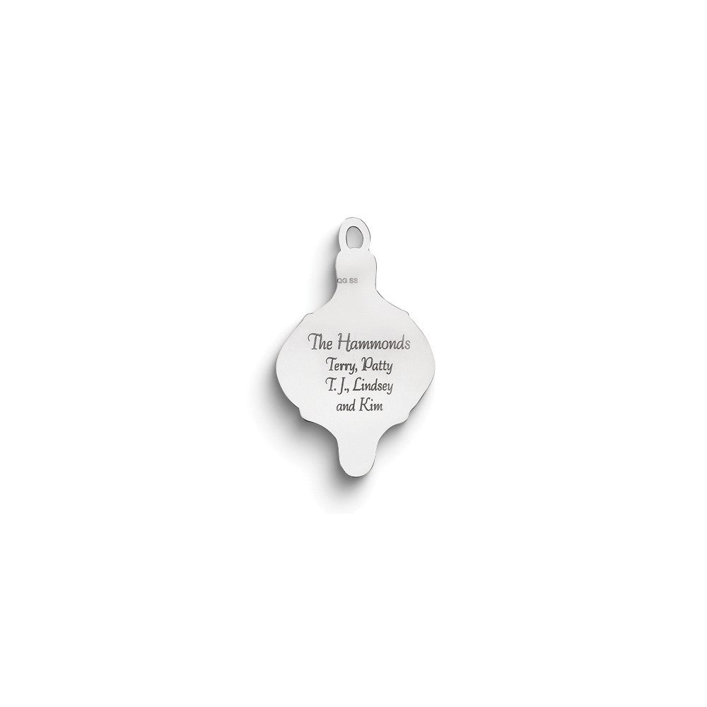 Sterling Silver Rhodium-Plated Christmas Ornament With Personalization