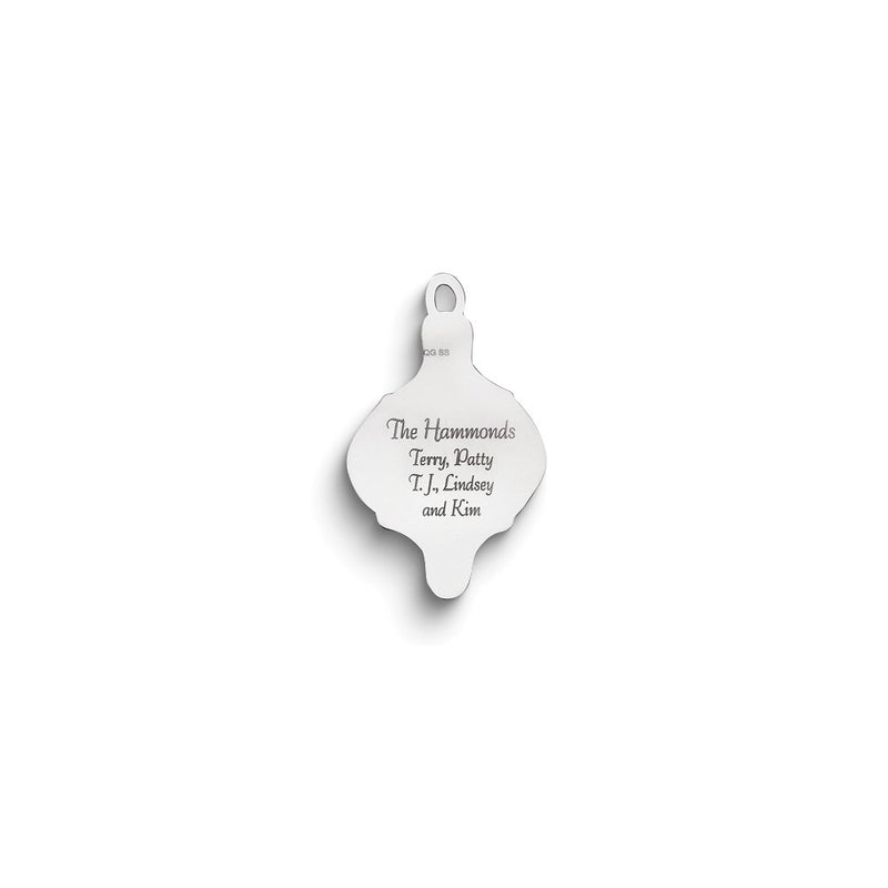 Sterling Silver Rhodium-Plated Christmas Ornament With Personalization