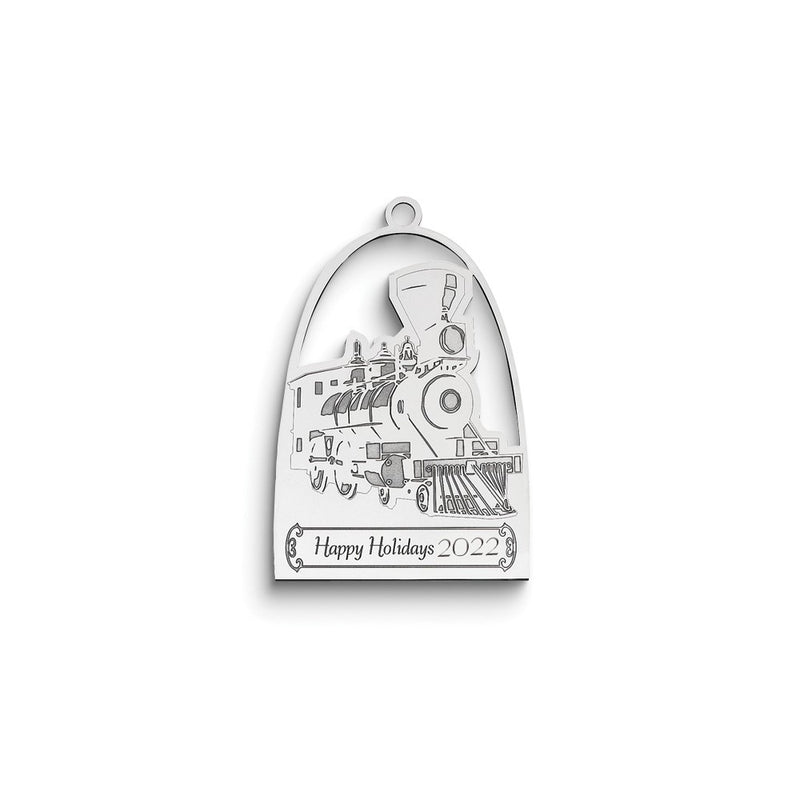 Sterling Silver Rhodium-Plated Christmas Train Ornament With Personalization