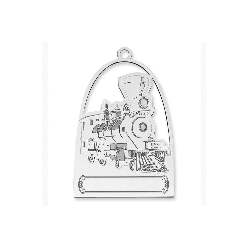 Sterling Silver Rhodium-Plated Blank Christmas Train Ornament