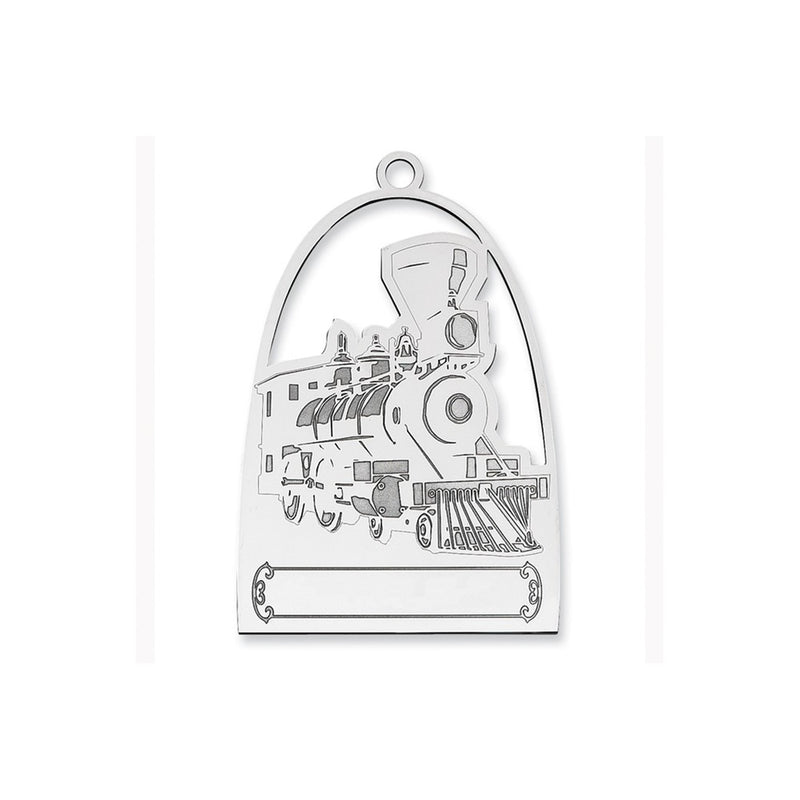 Sterling Silver Rhodium-Plated Blank Christmas Train Ornament