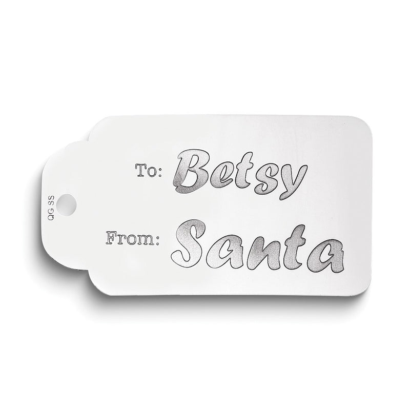 Sterling Silver Rhodium-Plated Christmas Gift Tag With Personalization