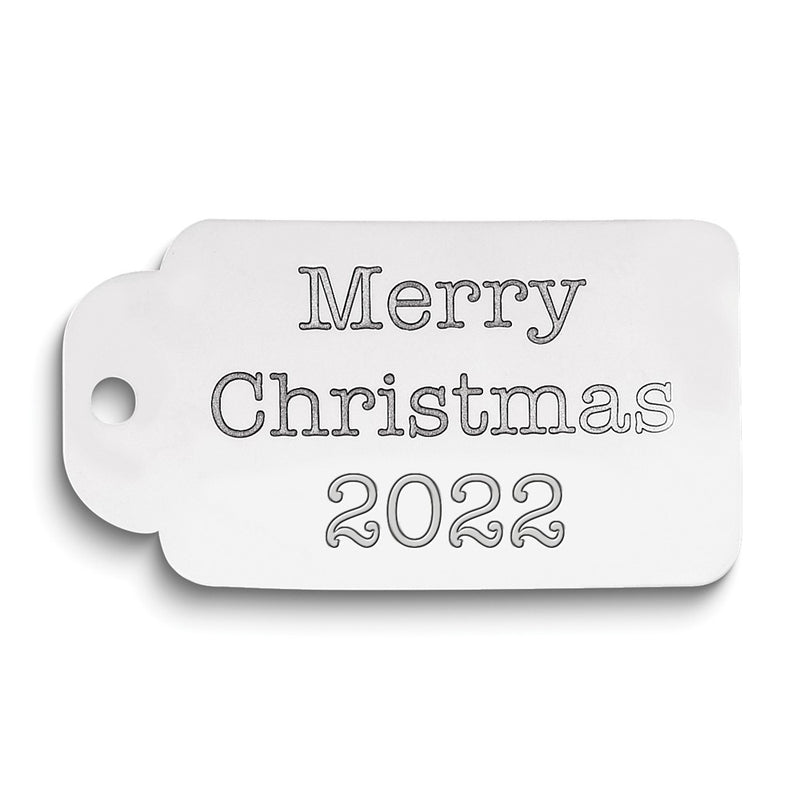 Sterling Silver Rhodium-Plated Christmas Gift Tag With Personalization