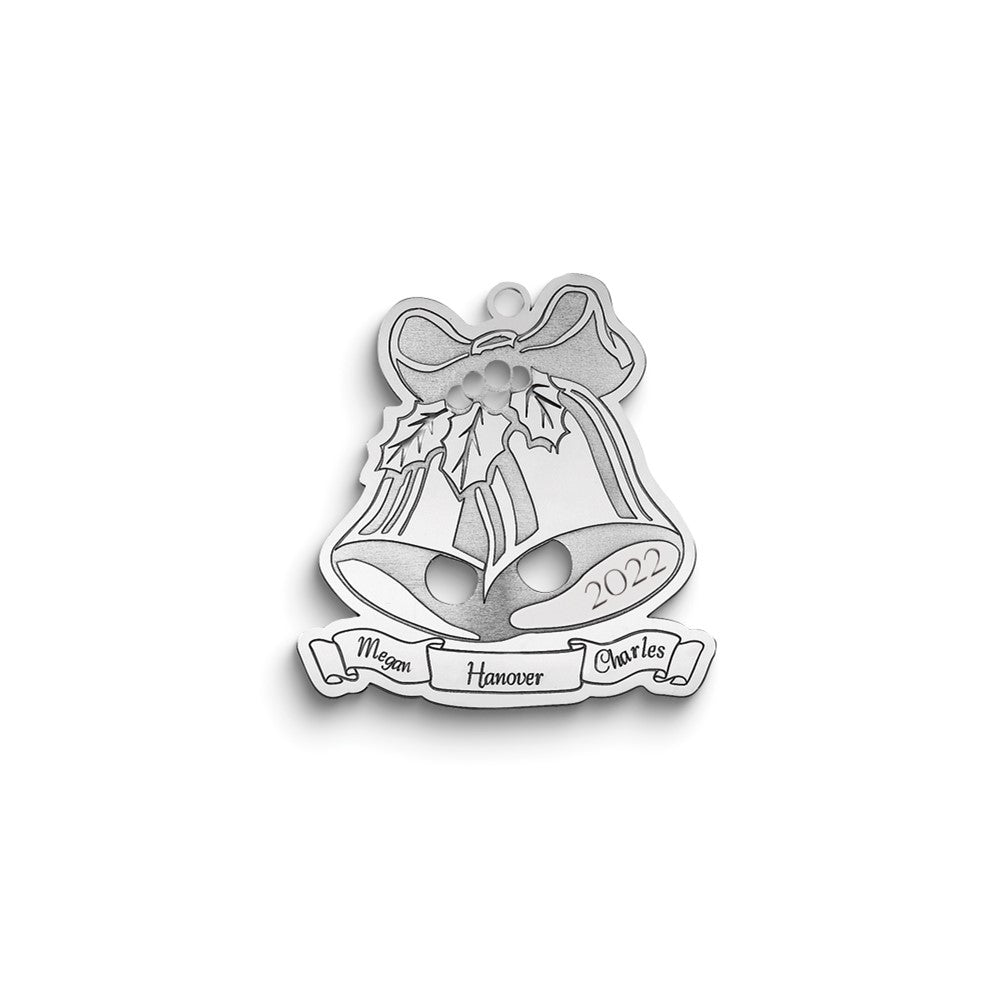 Sterling Silver Rhodium-Plated Christmas Bells Ornament