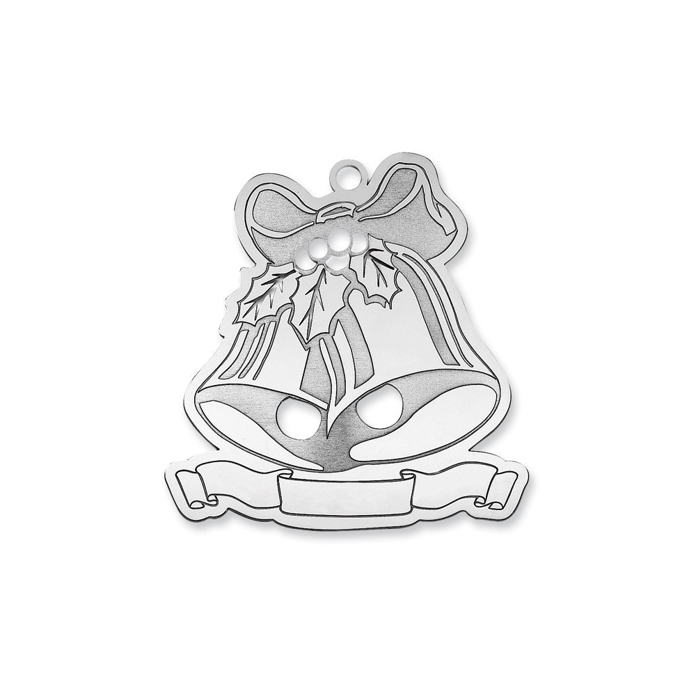 Sterling Silver Rhodium-Plated Blank Christmas Bells Ornament