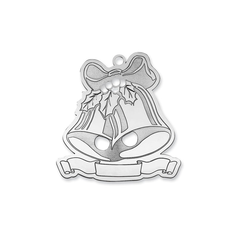 Sterling Silver Rhodium-Plated Blank Christmas Bells Ornament