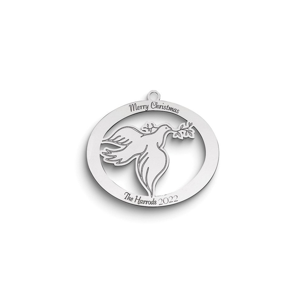 Sterling Silver Rhodium-Plated Christmas Dove Ornament