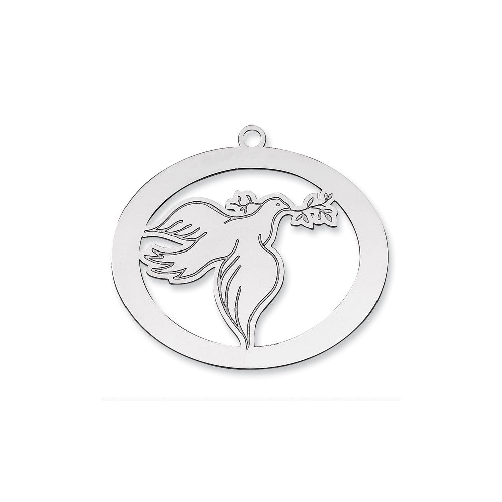 Sterling Silver Rhodium-Plated Blank Christmas Dove Ornament