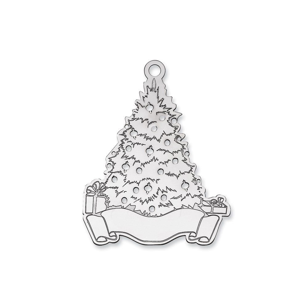 Sterling Silver Rhodium-Plated Blank Christmas Tree Ornament