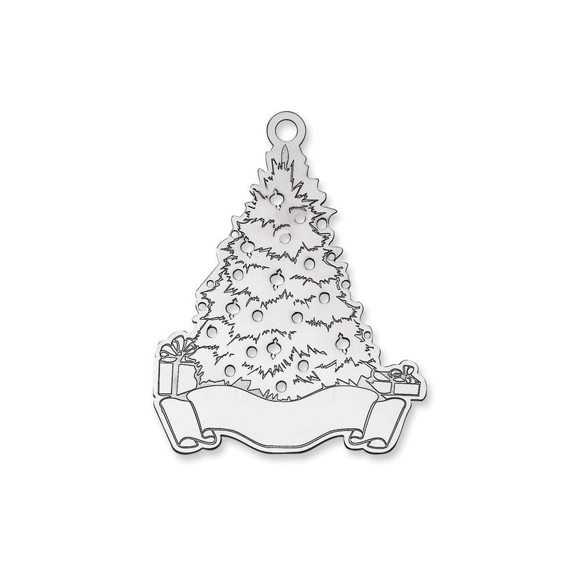 Sterling Silver Rhodium-Plated Blank Christmas Tree Ornament