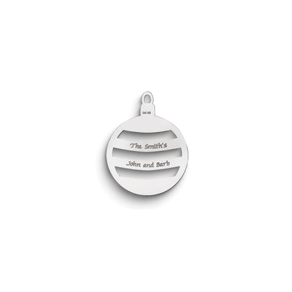 Sterling Silver Rhodium-Plated Christmas Ornament With Personalization