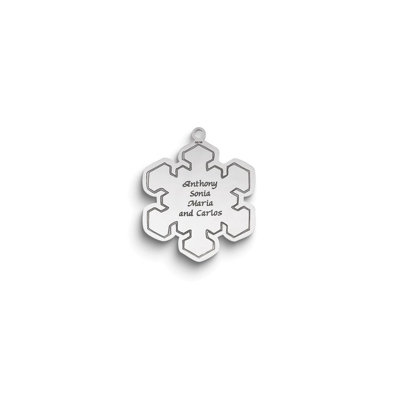 Sterling Silver Rhodium-Plated Christmas Snowflake Ornament With Personalization