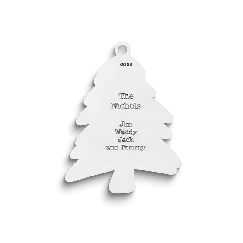 Sterling Silver Rhodium-Plated Christmas Tree Ornament With Personalization