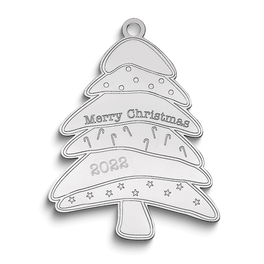 Sterling Silver Rhodium-Plated Christmas Tree Ornament With Personalization