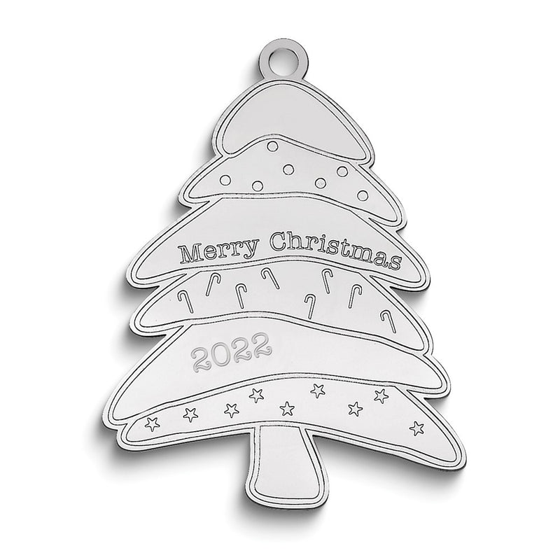 Sterling Silver Rhodium-Plated Christmas Tree Ornament With Personalization