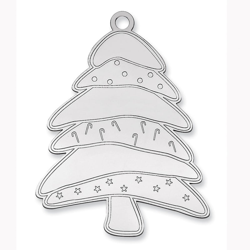 Sterling Silver Rhodium-Plated Blank Christmas Tree Ornament