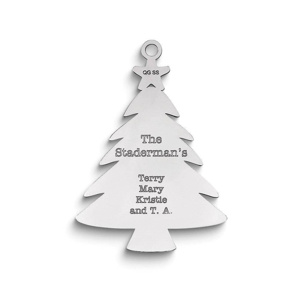 Sterling Silver Rhodium-Plated Christmas Tree Ornament With Personalization