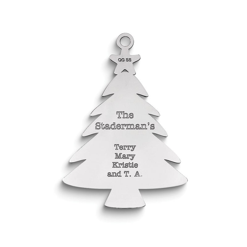 Sterling Silver Rhodium-Plated Christmas Tree Ornament With Personalization