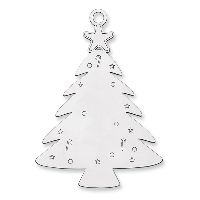 Sterling Silver Rhodium-Plated Blank Christmas Tree Ornament