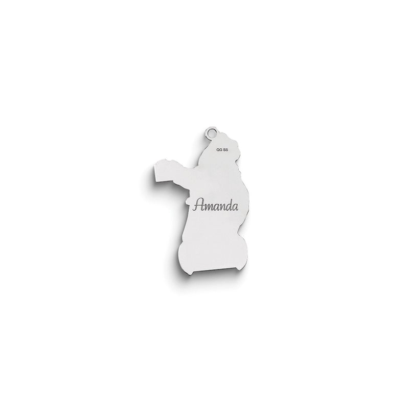 Sterling Silver Rhodium-Plated Christmas Santa Ornament With Personalization