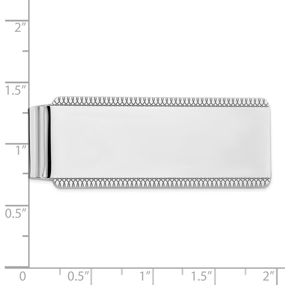 Sterling Silver Rhodium-Plated Satin Front Back Money Clip