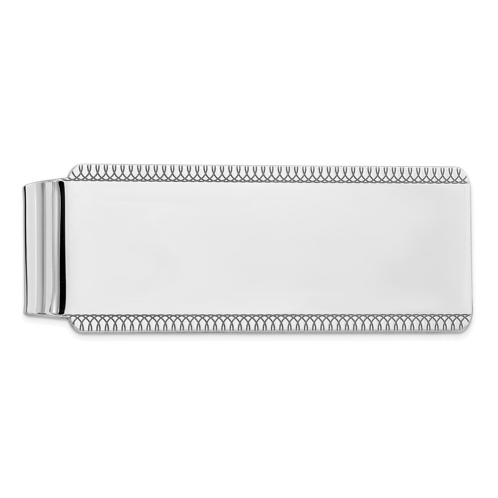 Sterling Silver Rhodium-Plated Satin Front Back Money Clip