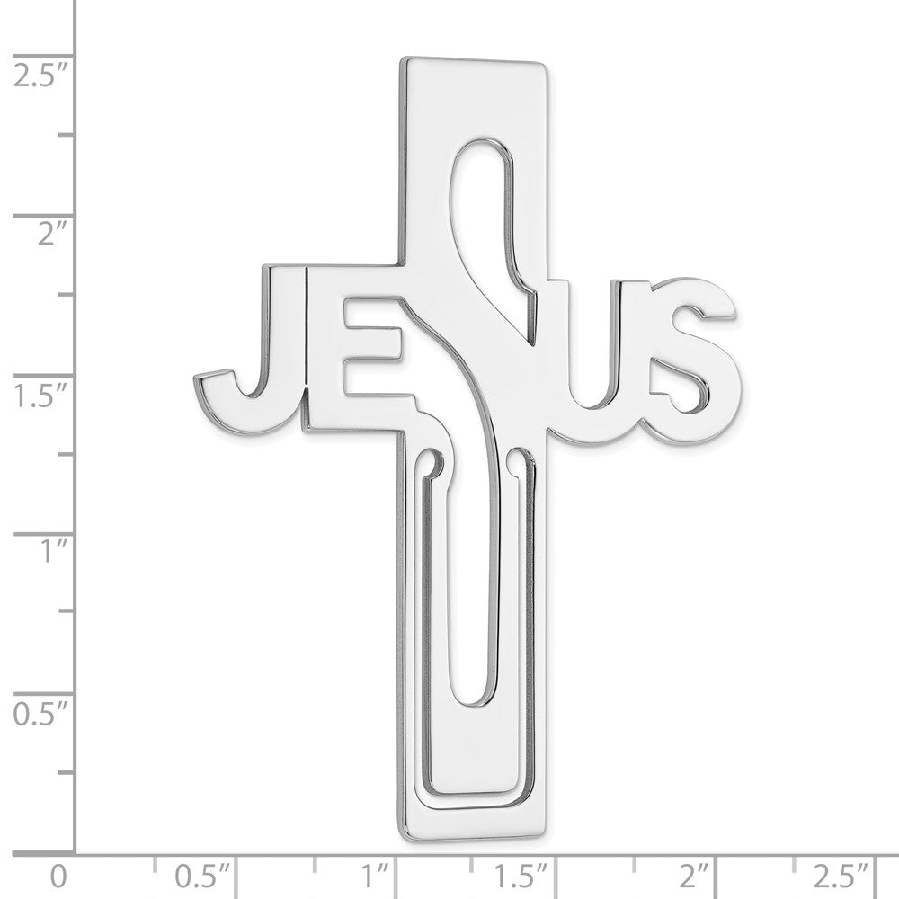 Sterling Silver Rhodium-Plated Jesus Cross Bookmark