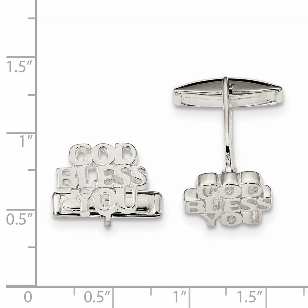 Sterling Silver God Bless You Cuff Links