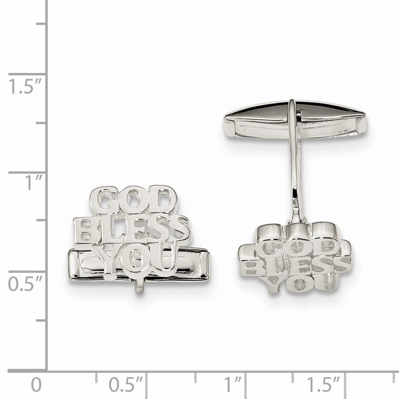 Sterling Silver God Bless You Cuff Links