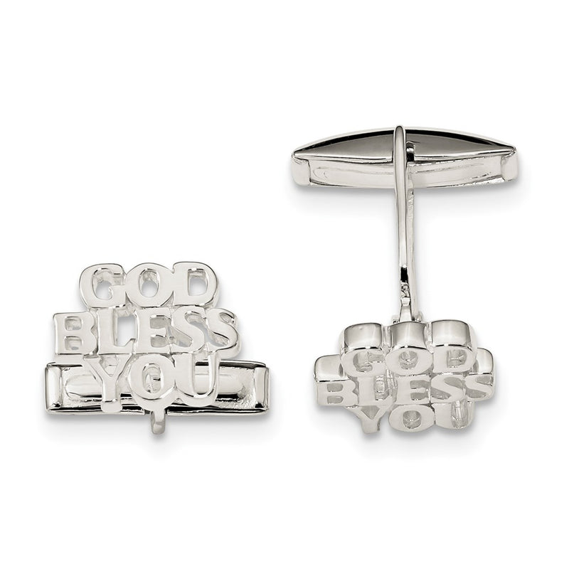 Sterling Silver God Bless You Cuff Links