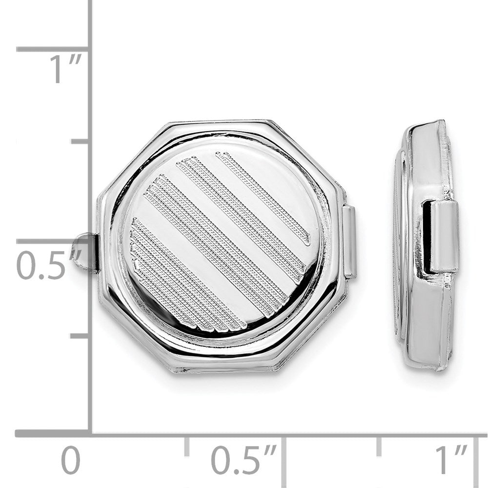 Sterling Silver Rhodium-Plated Set/2 Octagon Button Covers