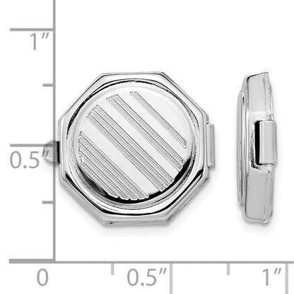 Sterling Silver Rhodium-Plated Set/2 Octagon Button Covers
