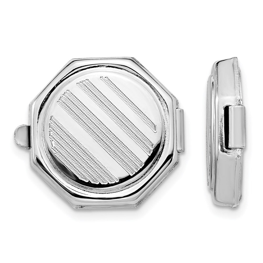 Sterling Silver Rhodium-Plated Set/2 Octagon Button Covers