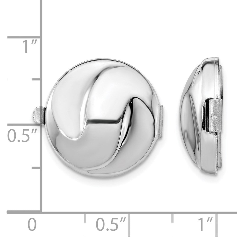 Sterling Silver Rhodium-Plated Set/2 Swirl Design Button Covers